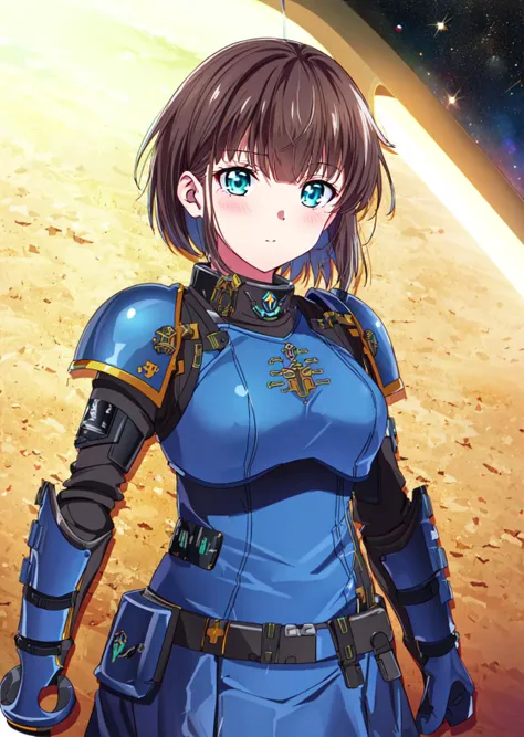 masterpiece, best quality
<lora:kana_kashiwazaki-000008:0.7>
1girl ,(solo),
kanakashiwazaki, aqua eyes, yellow ribbon
(24 years old, 24y.o, adult)
bob cut hair,
(space marine armor, futuristic armor, science fiction armor,:1.2)
(" ":1.2),
" "