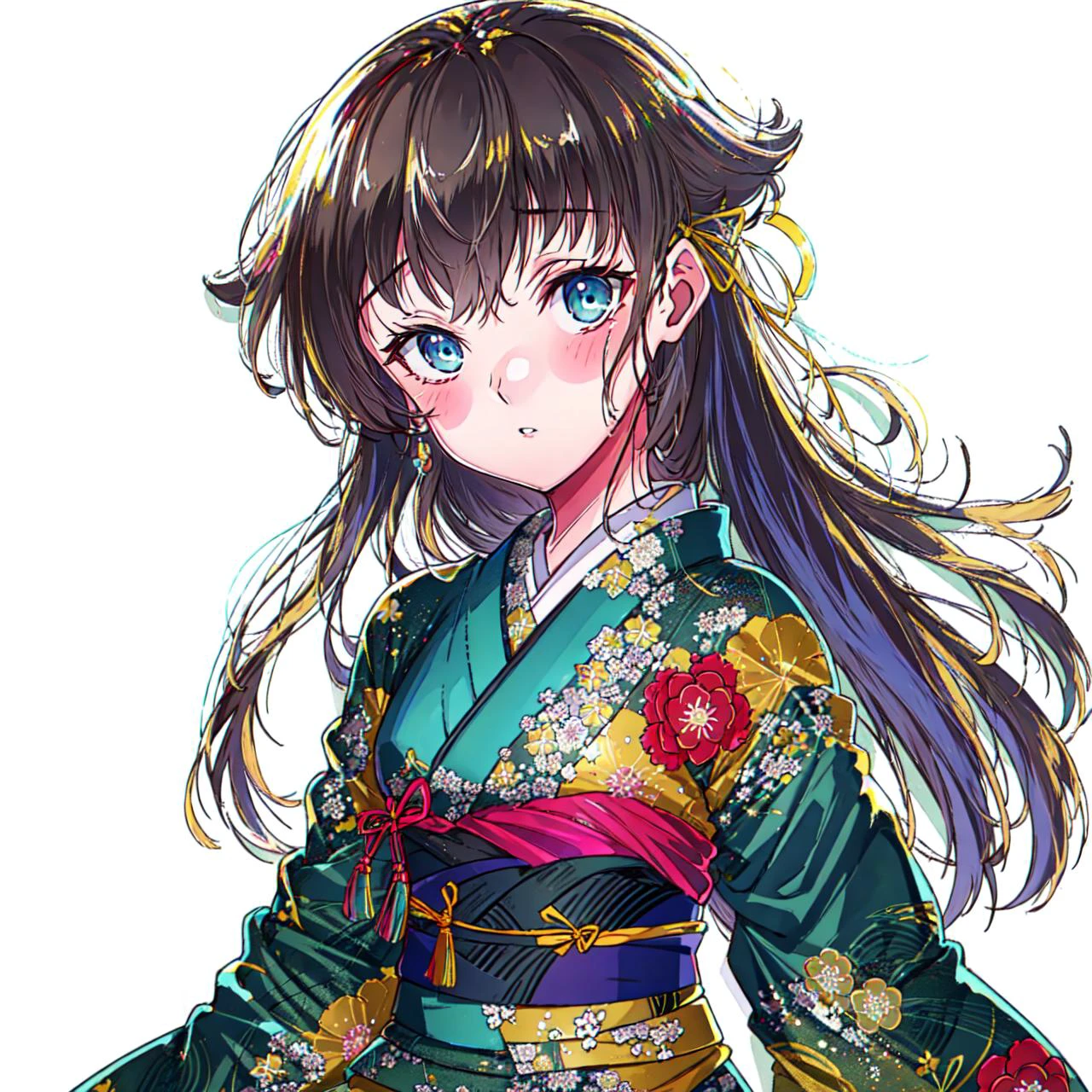 masterpiece, best quality
<lora:kana_kashiwazaki-000008:0.7>
1girl ,(solo),
kanakashiwazaki, aqua eyes, yellow ribbon
royal hair,
(kimono:1.2)
(" ":1.2),
" "