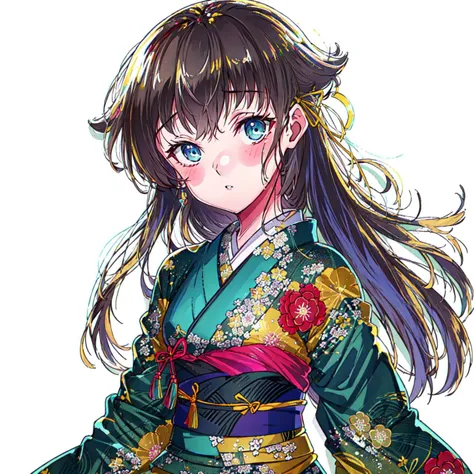 masterpiece, best quality
<lora:kana_kashiwazaki-000008:0.7>
1girl ,(solo), 
kanakashiwazaki,  aqua eyes, yellow ribbon
royal hair,
(kimono:1.2)
("    ":1.2),
"      "