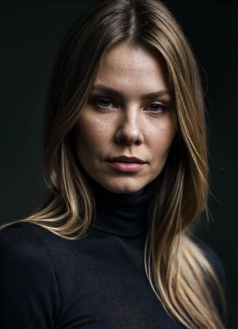 A stunning intricate full color portrait of (sks woman:1), wearing a black turtleneck, epic character composition, by ilya kuvshinov, alessio albi, nina masic, sharp focus, natural lighting, subsurface scattering, f2, 35mm, film grain, <lora:locon_andrearoth_v1_from_v1_64_32:1>