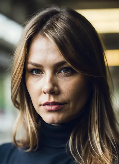A stunning intricate full color portrait of (sks woman:1), wearing a black turtleneck, epic character composition, by ilya kuvshinov, alessio albi, nina masic, sharp focus, natural lighting, subsurface scattering, f2, 35mm, film grain, <lora:locon_andrearoth_v1_from_v1_64_32:1.25>