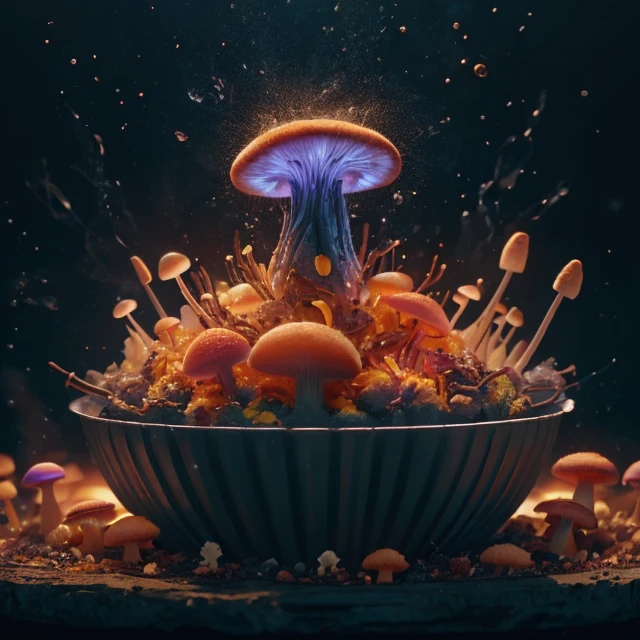 a-typical-meal-in-a-world-powered-by-MyceliumTech <lora:MyceliumTech-21:0.6> (Food-photography-style-:1.3) Appetizing professional culinary high-resolution commercial highly-detailed (macro-shot:1.3) (masterpiece best-quality) aesthetic-illustration game-cg-cinematic abstract-and-colorful-paint-style <lora:add_detail_v5:1> <lora:anime3d:0.75> <lora:3DMM_V12:0.25> 3DMM