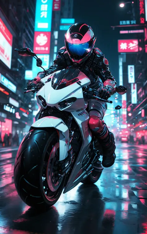 xuer future motorcycle <lora:xuer future motorcycle_20240101012839:0.8>, 1woman, turqoise bike