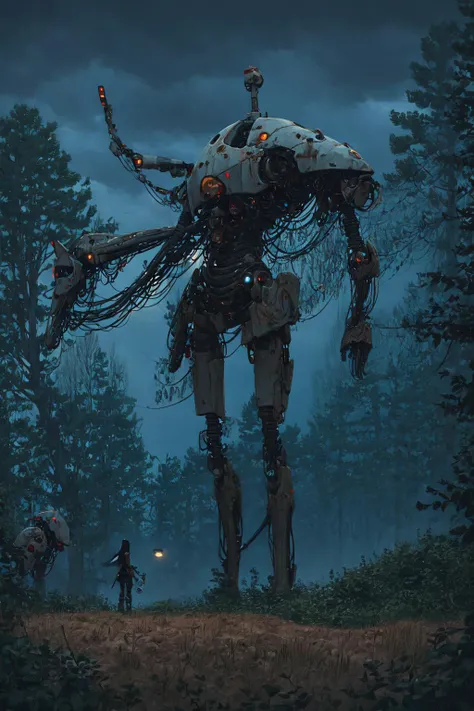 <lora:Stalenh4g:0.94>,Stalenh4g, Embark on an imaginative journey to serene farmlands stretch as far as the eye can see. Among the fallow fields, ((Cyborg Focus)) We see a (((Close-up Full body shot))) of a slender 1female Cyborg, (((unclothed))) <lora:biomanic:1> mechanical parts, cyberpunk, science fiction, bio mechanical, android, cable, cyborg, and ((flaunting her full body cybernetics)). Wearing a Large round natural colored hemp beanie, ((she gazes directly at the camera)), BREAK The surreal scene is further enhanced as her long hair seamlessly merges with the dystopian countryside. fallow fields and abandoned farm building are visible and there is a dramatic sky. Beyond her, colossal mechas emerge from the trees, their metallic frames contrasting with the foliage and fields while Scattered sunbeams pass through the sad twisted trees. BREAK
raw photo, photorealistic, high detailed textures, 16k uhd, dslr, soft lighting, high quality, film grain, Fujifilm XT3, highly detailed photography, highly detailed, moody, epic, OverallDetail, gorgeous, 2000s vintage RAW photo, color graded cinematic, eye catchlights, atmospheric lighting, skin pores, imperfections, natural, shallow depth of field.