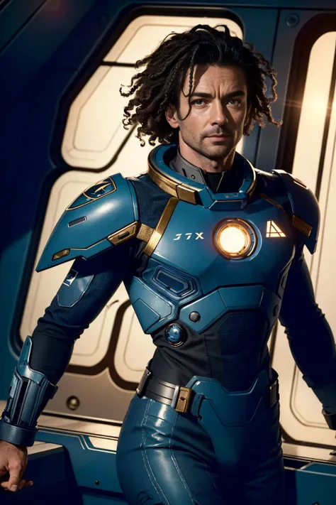 ((best quality)), ((masterpiece)), ((inked)), majestic intricately detailed soft by jim lee, 1man, a handsome starship captain, (Henry Cavill:0.7)|Hugh Jackman|Russell Crowe, well fitting futuristic space commander uniform, stubble, on the bridge of an advanced space faring war ship, high tech computers,, crew in the background, film grain, soft edge lighting, photographed on a Canon EOS R5, 50mm lens, F/2.8, HDR, professional, backlit, high contrast, (deep shadows:1.5), warm vibrant colors, lens flare, cinematic Film still from the expanse|(mass effect:0.6)|star trek<<lora:Elixir:1>