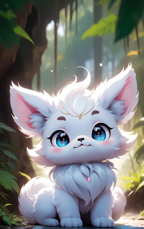 keai, cute, fluffy, 1puppy light black (soft black) fur, canyon, majestic forest canopy,fascia <lora:å¨å¨ç§1:0.8>