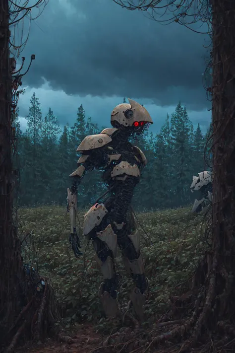 <lora:Stalenh4g:0.94>,Stalenh4g, Embark on an imaginative journey to serene farmlands stretch as far as the eye can see. Among the fallow fields, ((Cyborg Focus)) We see a Close-up Full body shot of a slender 1Cyborg, (((unclothed))) <lora:biomanic:1> mechanical parts, cyberpunk, science fiction, bio mechanical, android, cable, cyborg, and ((flaunting her full body cybernetics)). Wearing a Large round natural colored hemp beanie, ((she gazes directly at the camera)), beyond her, colossal mechas emerge from the trees, their metallic frames contrasting with the foliage and fields. BREAK The surreal scene is further enhanced as her long hair seamlessly merges with the dystopian countryside. fallow fields and abandoned farm building are visible and there is a dramatic sky. Scattered sunbeams pass through the sad twisted trees. BREAK
raw photo, photorealistic, high detailed textures, 16k uhd, dslr, soft lighting, high quality, film grain, Fujifilm XT3, highly detailed photography, highly detailed, moody, epic, OverallDetail, gorgeous, 2000s vintage RAW photo, color graded cinematic, eye catchlights, atmospheric lighting, skin pores, imperfections, natural, shallow depth of field.