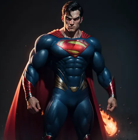 Man of steel, glowing red eyes, raging superpower