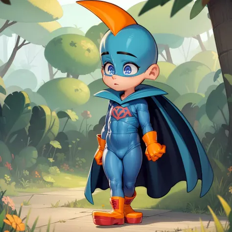 ((masterpiece, best quality)),(complex light), solo, 1boy, full body, johnny  x, superhero, yellow gloves, <lora:Johnny-X1-10_0806:0.6>, long sleeves, cape, blue eyes, walking, forest,