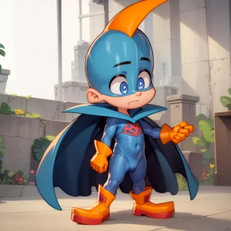 ((masterpiece, best quality)),(complex light), solo, 1boy, full body, johnny x, superhero, yellow gloves, <lora:Johnny-X1-10_0.8+Johnny-X3-10_0.6:0.6>, long sleeves, cape, blue eyes, white background,
