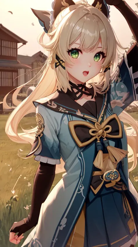 kirara /(genshin impact/), 1girl, cowboy shot, :o,
(extremely detailed CG unity 8k wallpaper, masterpiece, best quality, ultra-detailed, best shadow, volumetric lighting), (beautiful detailed face, beautiful detailed eyes), High contrast, high saturation, (best illumination, an extremely delicate and beautiful),
mksks style, beautiful background, arctic grassland, dormitory, dusk,