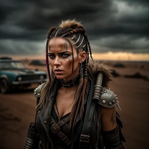 A close up of a woman with dreads and a leather jacket - SeaArt AI