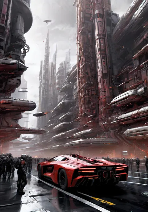 (Masterpiece, high quality, best quality, official art, beauty and aesthetics:1.2),HD,<lora:ç§å¹»-éªåé»çº¢sdxl:0.6>,ultra fine machinery,blood and black,sci-fi,holograms,(high-tech ambiance:1.2),the planet comes to the future city flying all over the sky,city of the future,enhanced armor,but more of the fleet is coming,city anti-aircraft guns join support battles,the air is full of aircraft,high-tech and high-precision machinery in future cities,the view is on the street,