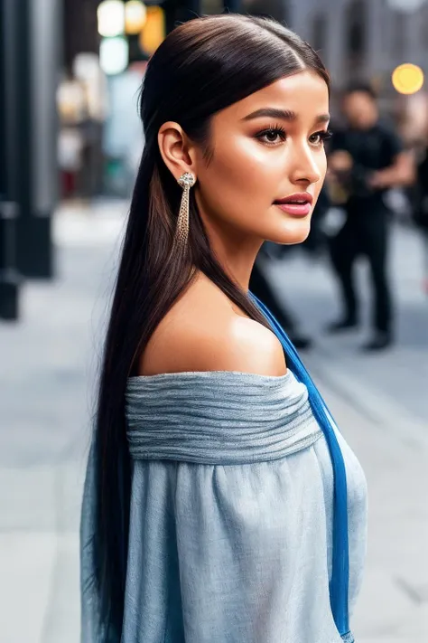photo of beautiful ai_lora_liza_soberano <lora:ai_lora_liza_soberano:1>, a woman with long blue beautiful hair, as a movie star in a (movie premiere), premiere gala, (near a movie theatre), natural skin texture, (elegant Linen sweater off-shoulder with a strap), 24mm, 4k textures, soft cinematic light, adobe lightroom, photolab, hdr, intricate, elegant, highly detailed, sharp focus, ((((cinematic look)))), soothing tones, insane details, intricate details, hyperdetailed, low contrast, soft cinematic light, exposure blend, hdr, faded, (paparazzi in background), (hoop earrings)