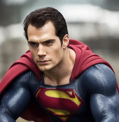 Photo of Henry cavill is superman , superhero, upper body,cinematic, movie, grain movie (2023s)1boy, building destroyed , realistic , (8k, RAW photo, best quality, masterpiece:1.2), (realistic, photo-realistic:1.33), best quality, detailed eyes blue, cute,natural lighting, depth of field, film grain, wrinkled skin, sharp, <lyco:locon_henry_v1_from_v1_64_32:1.0>