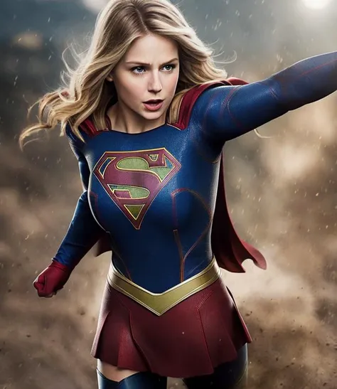 supergirl, photo, HD, 8k, flying, photo, realistic.action shot, skin pores, lighting, photorealistic, realistic, dramatic, sharp focus, 8k), <lyco:locon_melissa_v1_from_v1_64_32:1.0>