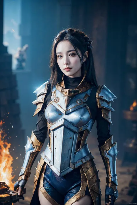 ((best quality)),((masterpiece)),(detailed),woman standing before fire,(Jason Benjamin:1.2),(Artstation contest winner:1.1),(fantasy art:1.3),(portrait armored astronaut girl:1.2),(Peter Mohrbacher:1.1),(unreal engine:1.1),(Hearthstone card game artwork:1.1),spiked metal armor,(dynamic composition:1.3),(8k resolution:1.2),