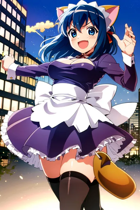 masterpiece, best quality, (1girl, solo),
magical maid, 1girl, solo, thighhighs, animal ears, blue hair, tail, breasts, high heels, blue eyes, large breasts, cleavage, maid, zettai ryouiki, long sleeves, short hair, laughing, angry, smile
<lora:MagicalMaid:0.65>
blush,
((( outdoors, city,))),( cowboy shot , dynamic pose, looking at viewer )
<lora:GoodHands-vanilla:1>