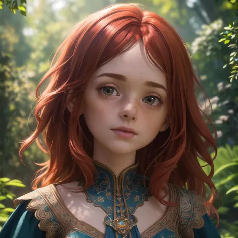masterpiece, best quality, (colorful), cinematic lighting, extremely detailed CG unity 8k wallpaper, beautiful detailed face, extremely delicate and beautiful, (dynamic angle: 1. 1), outdoors, red hair, photo of a thin girl, freckles, soft, masterpiece, surround light, best quality, complimentary colors, dramatic lighting, intricate details, subsurface scattering