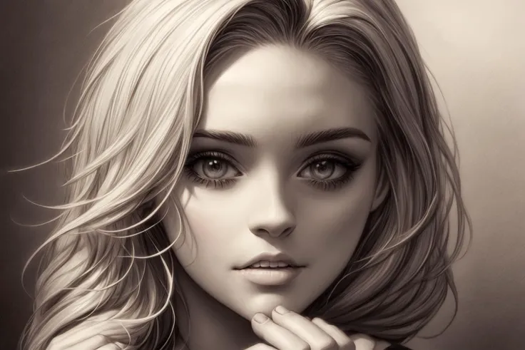 Photograph of a woman with long blonde hair, gorgeous digital painting, beautiful eyes, beautiful digital artwork, beautiful digital painting, artgerm portrait, character art portrait, stunning digital illustration, realistic cute girl painting, epic portrait illustration, cgsociety portrait, realistic digital art 4k, gorgeous digital art , cinematic hd 4k 8k 3d 4d highly detailed, natural light, colorful, (perfect hands:1.5), pencil sketch,hatching,<lora:sketch v0.7:0.8>,<lora:neg4all_bdsqlsz_xl_V7:1>,<lora:add_detail:1.0>