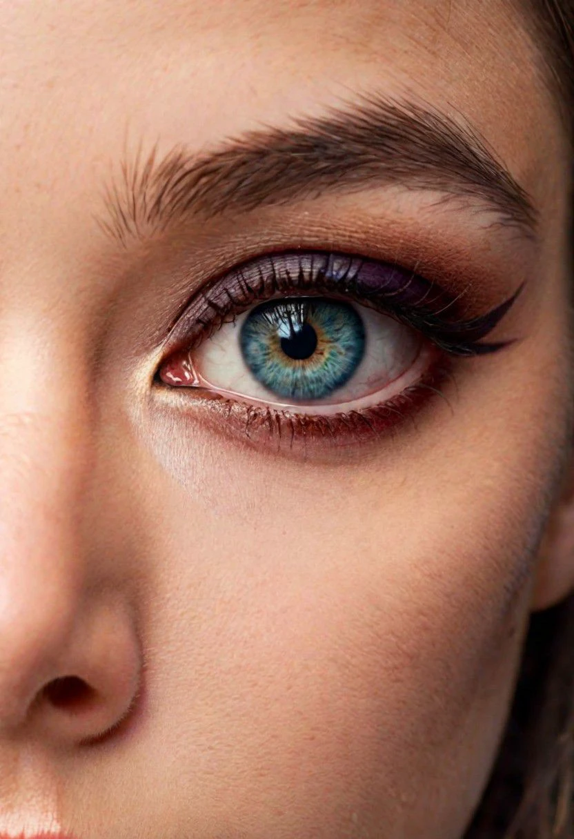 Ultrarealistic woman eye with makeup, macro photo, 150 mm, beautiful studio soft light, rim light, vibrant details, hyperrealistic, elegant, beautiful background, octane render, H. R. Giger style, 8k, best quality, masterpiece, illustration, an extremely delicate and beautiful, extremely detailed ,CG ,unity ,wallpaper, (realistic, photo-realistic:1.37),Amazing, finely detail, masterpiece,best quality,official art, extremely detailed CG unity 8k wallpaper, absurdres, incredibly absurdres,
