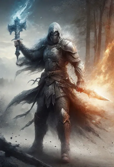 (intricate details, masterpiece, best quality:1.4) ,
J. R. R. Tolkien and Lord of the Ring style art, Vibrant, fantasy, detailed, epic, heroic, reminiscent of A Song of Ice and Fire series, a holy German Templar of the Teutonic Order) who fights against Satan, whole body visible, looking at viewer, dynamic pose
<lora:add-detail-xl:1> <lora:xl_more_art-full_v1:0.5>In the background you can see a castle ruin, the scene itself is in a horror forest.<lora:looking_at_viewer:2>