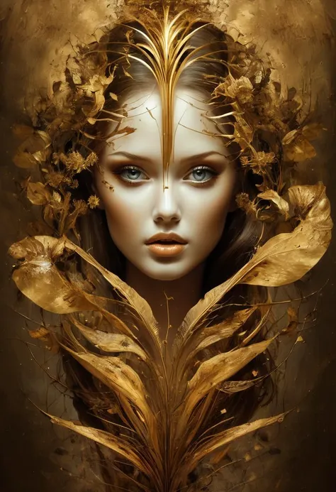 modern art style on the theme of paradise in style of Stefan Gesell, golden ratio