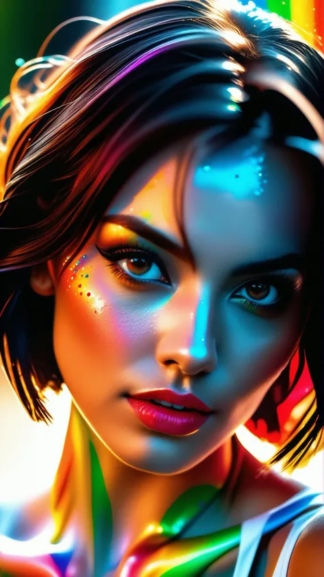 photorealistic, raw photo of a sexy girl, highres, shadows, absurdres, best quality, ultra detailed, 8k, extremely clear, photograph, sharp focus, hdr, ((cthulhu)), elder god,Great Old Ones, universe, space, cinematic photo crazy insane, high energy, magic, hyper realistic, detailed and realistic portrait of a woman, round eyes and short messy hair shot outside, wearing a white t shirt, skin texture, chapped lips, soft natural lighting, portrait photography, 85mm lens, magical photography, dramatic lighting, photo realism, ultra-detailed, intimate portrait composition, Cinestill 800T, front light, (open mouth), smiling, atletic small waist, (((masterpiece))) ((best quality)), ((21st century)), (((8k photography)), ((hands on face)), (elegant, beauty), ((blushed)), ((beautiful light gray eyes)), ((pure delicate innocent face)) and (smooth detailed face), (((hyper realistic))), ((black hair))) (blunt bangs), (symmetrical legs), symmetrical perfect body, sharp focus, (volumetric lighting), intricate details, rainbow paint, a girl made entirely out of rainbow paint, entirely paint, 1girl, all ranbow paint, hdr, (intricate details, hyperdetailed:1.15), gorgeous lighting, rainbow, paint splatter, splashes, very rainbow, very colorful, neon, paint drops, rainbow paint background, colorful background, ((high detailed skin, 8k uhd, dslr, soft lighting, high quality, film grain, Fujifilm XT3, HD, Sharp)) (canon 50mm) intricate details photorealistic . 35mm photograph, film, bokeh, professional, 4k, highly detailed, A glitched-out (anime girl:1.3) dances across the screen, her movements and form constantly shifting and (deconstructing:1.2), embodying the dynamic essence of (breakcore:1.2), dynamic essence:1.1, breakcore:1.1
