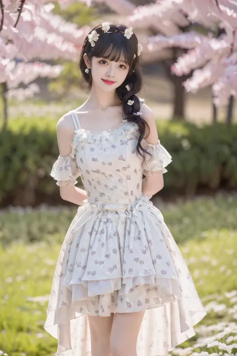 1girl, solo,mix4, (realistic:1.1), (photorealistic:1.1), (masterpiece:1.1), (best quality:1.1), ultra detailed, looking at viewer, smile,flower_dress,standing , natural lighting, depth of field,garden, flower,pureerosface_v1,in a meadow,cherry_blossoms,
<lora:flower_dress:0.8>,<lora:A_BaseFace_1_cuteGirlMix4_v10:0.4>, <lora:A_BaseFace_5_asiaMix_v10:0.6>