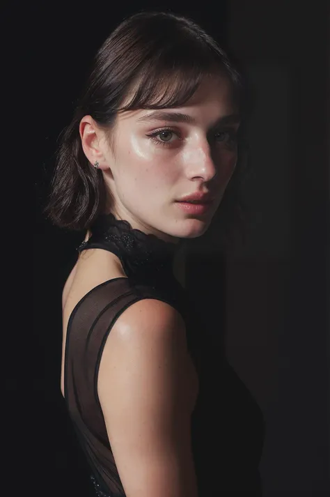 futuraalice14120v5, Body portrait of pretty young (18-year-old) Caucasian wearing a high neck black dress with bang cut <lora:epi_noiseoffset2:1> BREAK (magazine cover:1.05), BREAK (masterpiece, ((extremely detailed skin)), photorealistic, heavy shadow, dramatic and cinematic lighting, key light, fill light), sharp focus, BREAK epicrealism, <lora:ClothingAdjuster3:-1>