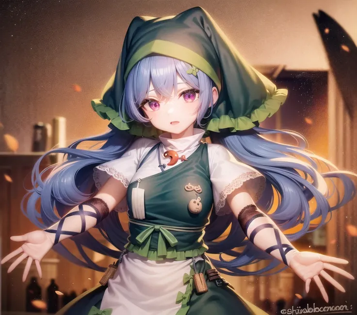 <lora:haniyasushin_keiki-10:0.8>, head scarf, magatama, apron, mountain