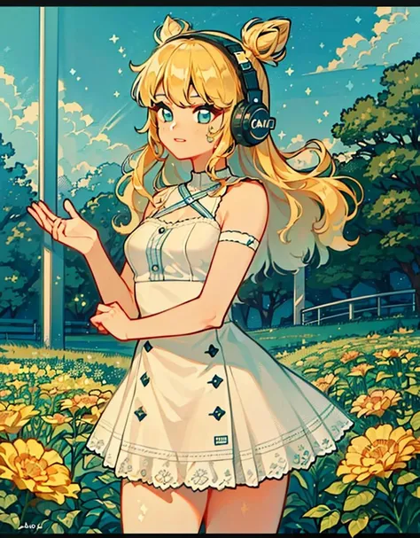1girl, blonde hair, double bun, headphones, skirt, dress, soda, garden, plants,
(detailed ladscape:1.2), (dynamic_angle:1.2), (dynamic_pose:1.2),
(masterpiece:1.2), (best quality, highest quality), (ultra detailed), (8k, 4k, intricate), (cowboy shot:1), (highly detailed:1.2),(detailed face:1),(gradients),(ambient light:1.3),(cinematic composition:1.2),(perfect_anatomy:1.2),
<lora:Bobotae_Style:0.75>