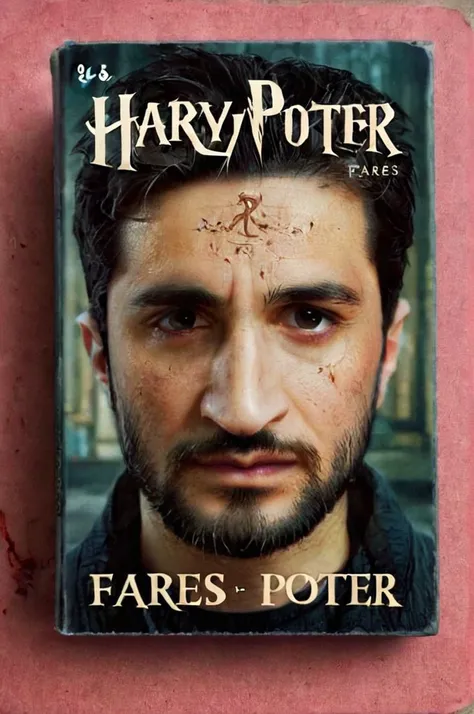 Cover of a Harry Potter romance novel called ("Fares Potter":1.2), depicting Fares Fares with a goatee and a scar on his forehead <lora:wizards_vintage_romance:1> <lora:Fares_Fares_v1b-000006:0.8>