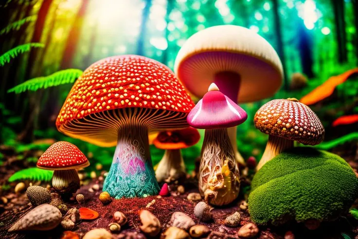 ritual conducted by Asiatic shaman in forest pov perspective ripped from reality into 5d , trippy, hallucination, ego death, (infinite possibilities,:1.1) impossible perspective,(18 point perspective mc escher style, 3d anaglyph sample,:1.1) fly agaric, amanita pantherina, mycology, macro, vray,photography,