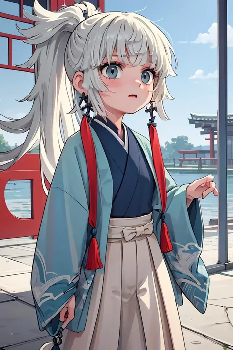 (masterpiece, best quality), 1girl,   <lora:yuishousetsu-nvwls-v1:1> yuishousetsu, ponytail, japanese clothes, white skirt, tassel earrings