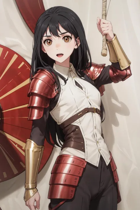 <lora:0016BSAngelene:1>,Angelene,armor,posing,shirt,pants,