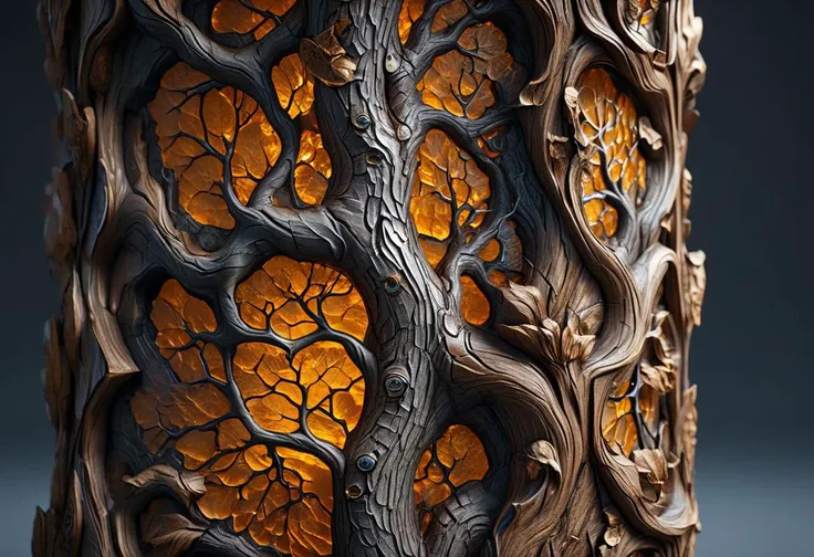 masterpiece, best quality, 8k, professional , by famous artist , trending on artstation, intricated details, detailed, realsitic, boekh , photorealistic, dark shadows, natural light, dramatic, source realistic, Detailed texture of a piece of tree bark