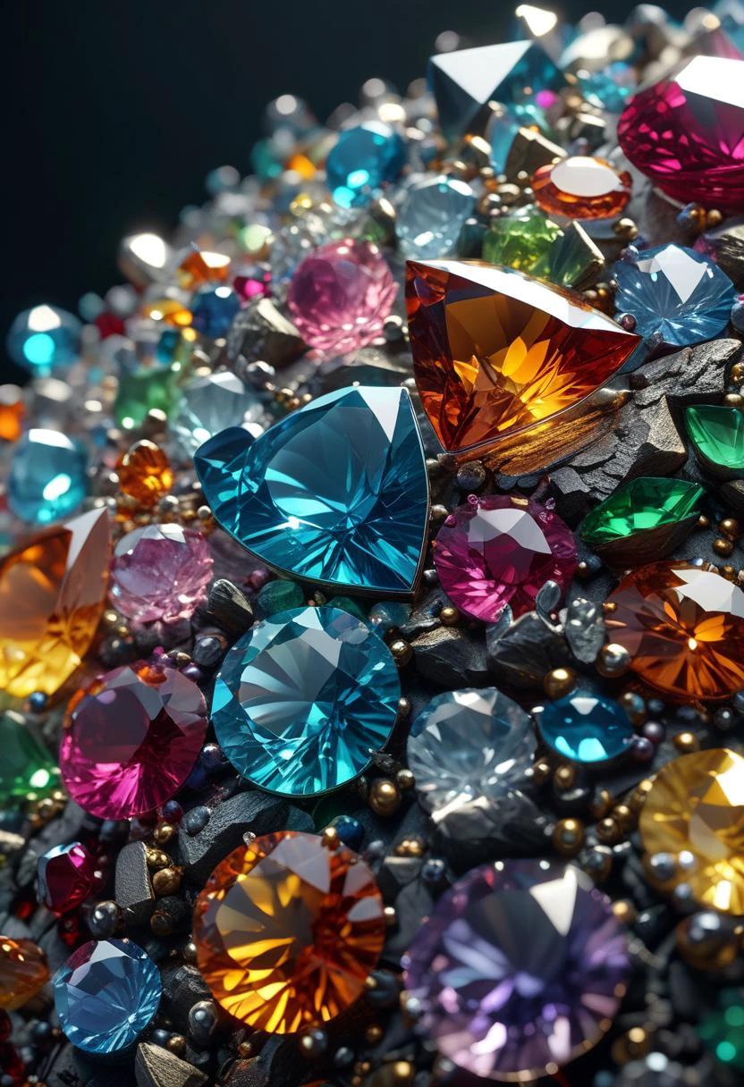 masterpiece, best quality, 8k, professional , by famous artist , trending on artstation, intricated details, detailed, realsitic, boekh , photorealistic, dark shadows, natural light, dramatic, source realistic, Tiny, colorful crystals formed by evaporating solutions