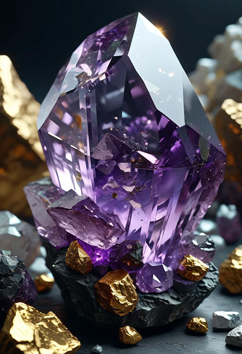 masterpiece, best quality, 8k, professional , by famous artist , trending on artstation, intricated details, detailed, realsitic, boekh , photorealistic, dark shadows, natural light, dramatic, source realistic, Minerals: Collect various minerals, such as quartz, amethyst, or pyrite, and photograph their unique shapes, colors, and textures.
