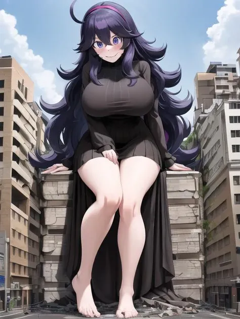 masterpiece, best quality, highres, aahex, hex maniac \(pokemon\), long hair, ahoge, purple hairband, purple eyes, @_@, large breasts, long dress, black dress, long sleeves, wavy mouth, <lora:hex_maniac_v1:0.7>
nsfw, full body, ((best quality)), ((highly detailed)), masterpiece, ((official art)), (detailed eyes, deep eyes), (1girl:1.33, solo), full body, narrow eyes, symmetrical eyes, symmetrical face, perfect arms, perfect hands, perfect face, perfect legs, perfect feet, <lora:more_details:0.7>,
ground view, from below, groundview:1.5, low angle,
sitting, buildingseat, sitting on a building,
full body shot, zoomed out, distant view, ground view, from below, groundview, low angle, leaning forward, hands on buildings, looming, perspective, looking down, looking at the ground,
destroying buildings, looming, perspective, looking down, looking at the ground
<lora:giantess:1>, blue sky, city, giga giantess, gts, giantess destroying a cityscape, destruction, rampage, huge craters, ravines, cracks in the ground, earthquake, smoke, fire, destroyed city, ruins, rubble, debris, crumbling, destroyed buildings, knocked over buildings, toppled skyscrapers, crumbling buildings, falling buildings, rampage in the city, destruction in the city destroyed cityscape