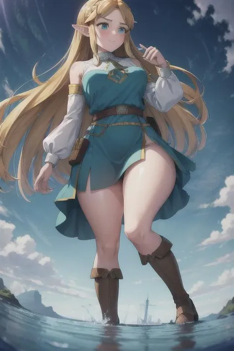 (masterpiece:1.2), (best quality), (ultra detailed), (8k, 4k, intricate),(half body:1.2),(cowboy:1.2),(highly detailed:1.2),(detailed face:1.2), (detailed background),(portrait),detailed landscape,(dynamic pose:1.2),rapunzel 1girl, solo, long hair, looking at viewer, smile, blonde hair, very long hair, green eyes, hand on hip, purple thong
