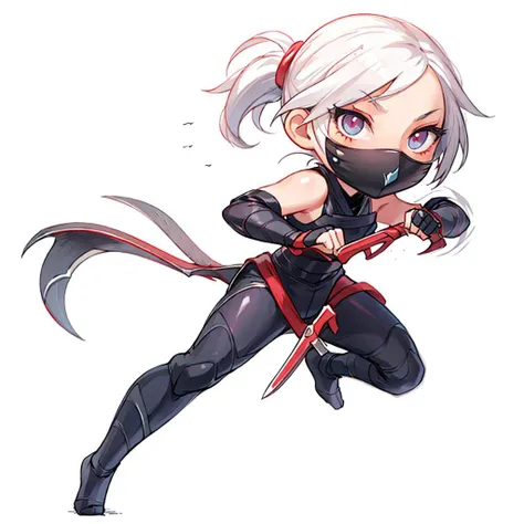 (masterpiece, best quality:1.2),
1girl, ninja suit, ninja mask, weapon, white hair , full body, simple background, white background, <lora:justduet_anyv5_r50_768_a128-d16_adamW-000006:0.6>
