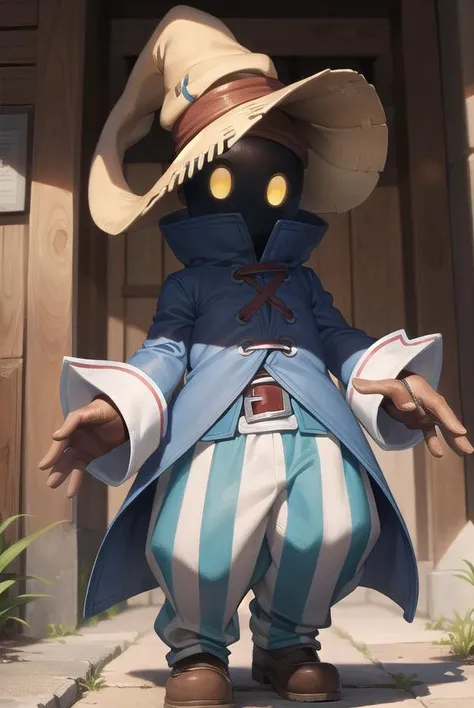 viviornitier, <lyco:viviornitier-lyco-nochekaiser:1>,
vivi ornitier, baggy pants, belt buckle, blue coat, boots, brown footwear, brown gloves, buckle, coat, gloves, hat, hat belt, high collar, pants, striped, striped pants, wizard hat, yellow eyes, yellow headwear,
BREAK ,
BREAK looking at viewer, full body,
BREAK outdoors,
BREAK <lyco:GoodHands-beta2:1>, (masterpiece:1.2), best quality, high resolution, unity 8k wallpaper, (illustration:0.8), (beautiful detailed eyes:1.6), extremely detailed face, perfect lighting, extremely detailed CG, (perfect hands, perfect anatomy),