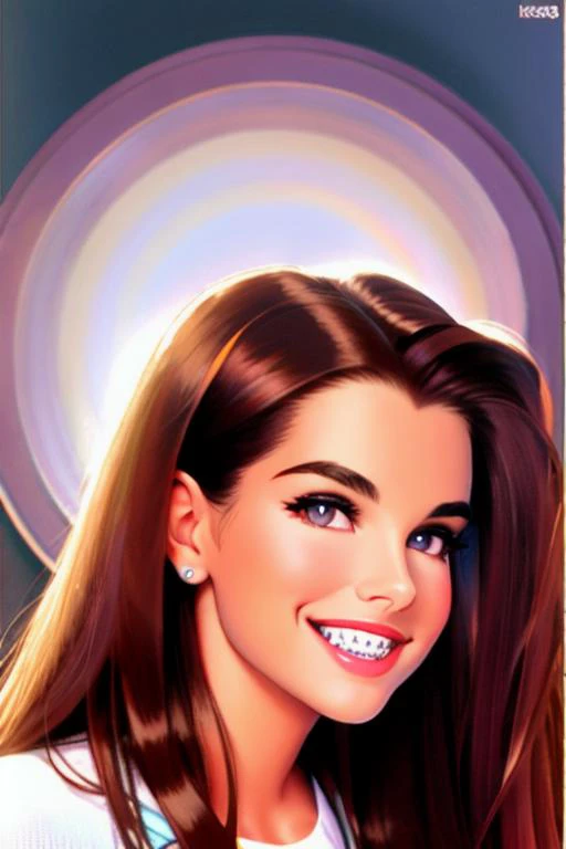 <lora:Lauren Cohan:.7> "Brooke Shields", <lora:braces_v1:.7> "braces", buck teeth