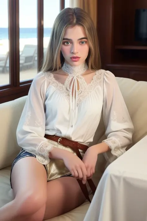 high-neck blouses with delicate lace or embroidery, <lora:objectMasturbation-v11:0.9> planted sword, vaginal object insertion DV_Clarissa_Vicious