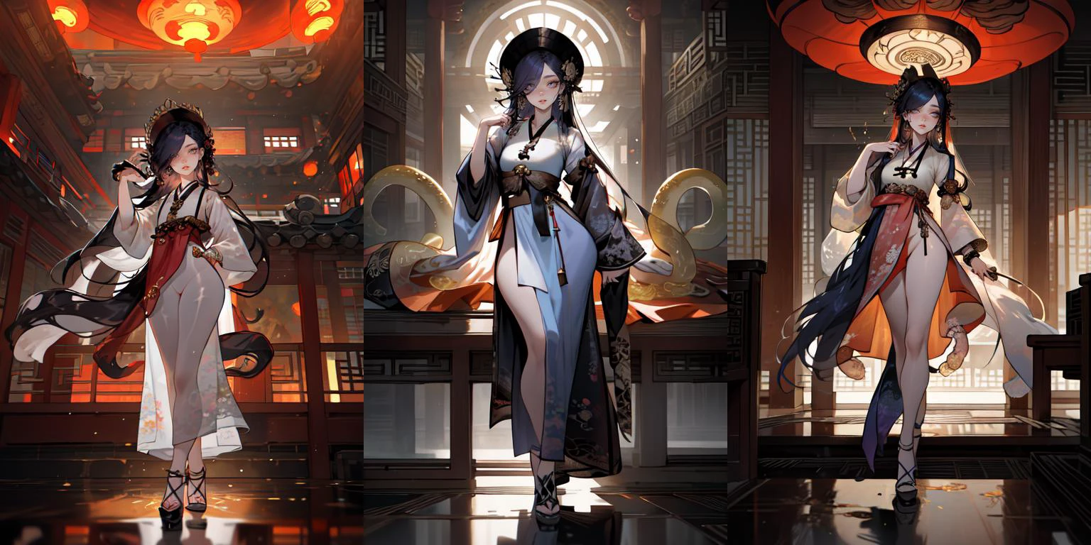 (otherworldly, otherworldly atmosphere, otherworldly appearance), highly insanely detailed, masterpiece, top quality, best quality, highres, 4k, 8k, RAW photo, ((ancient egyptian theme:1.2)), Hong Kong structure, structure, 
(mystical theme), mystical gatmosphere, arcane sanctuaries, otherwordly aura, 
(long_hair, long hair, random colors hair, glowing hair, hair over one eye, long messy hair), 
(eyelashes, eyeliner, eyeshadow, eyelashes, long eyelashes), 
collar, earrings, jewelry, necklace, armlet, 
tentacle, (underwater), nsfw, 
Homestay, Resort, (Guest House:1.1), 
building, structure, swirling energy, 
action pose, 
drunk, 
high-heels, 
reflection, reflective floor, 
shawl, 
abandoned building, shopping mall, overgrown with vegetation, [volumetric fog], cinematic lighting, colorfu, 
belly bottom, erotic lingerie, 
full body, 
<lora:hanseeThbok-10:0.7>, (hanbok, korean, korean_clothes, Beautiful Korean wearing Hanbok:1.4), (fantasy world)