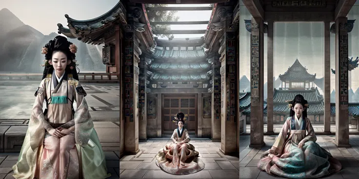 (otherworldly, otherworldly atmosphere, otherworldly appearance), highly insanely detailed, masterpiece, top quality, best quality, highres, 4k, 8k, RAW photo, ((ancient egyptian theme:1.2)), Hong Kong structure, structure, 
(mystical theme), mystical gatmosphere, arcane sanctuaries, otherwordly aura, 
(long_hair, long hair, random colors hair, glowing hair, hair over one eye, long messy hair), 
(eyelashes, eyeliner, eyeshadow, eyelashes, long eyelashes), 
collar, earrings, jewelry, necklace, armlet, 
tentacle, (underwater), nsfw, 
Homestay, Resort, (Guest House:1.1), 
building, structure, swirling energy, 
action pose, 
drunk, 
high-heels, 
reflection, reflective floor, 
shawl, 
abandoned building, shopping mall, overgrown with vegetation, [volumetric fog], cinematic lighting, colorfu, 
belly bottom, erotic lingerie, 
full body, 
<lora:hanseeThbok-10:0.7>, (hanbok, korean, korean_clothes, Beautiful Korean wearing Hanbok:1.4), (fantasy world)