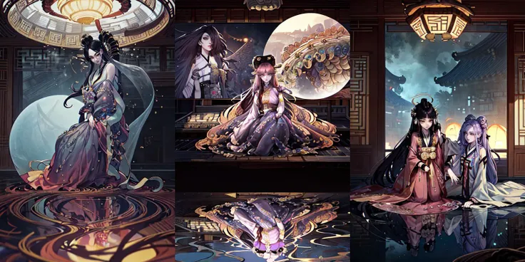 (otherworldly, otherworldly atmosphere, otherworldly appearance), highly insanely detailed, masterpiece, top quality, best quality, highres, 4k, 8k, RAW photo, ((ancient egyptian theme:1.2)), Hong Kong structure, structure, 
(mystical theme), mystical gatmosphere, arcane sanctuaries, otherwordly aura, 
(long_hair, long hair, random colors hair, glowing hair, hair over one eye, long messy hair), 
(eyelashes, eyeliner, eyeshadow, eyelashes, long eyelashes), 
collar, earrings, jewelry, necklace, armlet, 
tentacle, (underwater), nsfw, 
Homestay, Resort, (Guest House:1.1), 
building, structure, swirling energy, 
action pose, 
drunk, 
high-heels, 
reflection, reflective floor, 
shawl, 
abandoned building, shopping mall, overgrown with vegetation, [volumetric fog], cinematic lighting, colorfu, 
belly bottom, erotic lingerie, 
full body, 
<lora:hanseeThbok-10:0.7>, (hanbok, korean, korean_clothes, Beautiful Korean wearing Hanbok:1.4), (fantasy world)