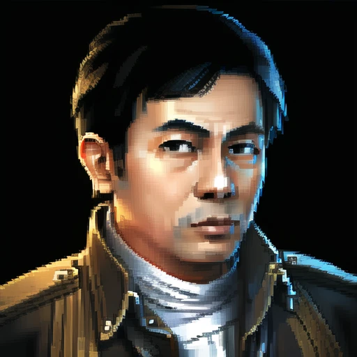 , (masterpiece:1.3), ((best_quality)), (absurdres), 1boy, portrait, simple_background, black_background, <lora:starsector portraits original:0.5>