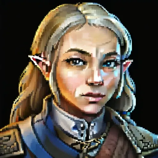 , (masterpiece:1.3), ((best_quality)), (absurdres), 1girl, portrait, simple_background, black_background, <lora:starsector portraits original:0.6> , (princess_zelda:1.3)